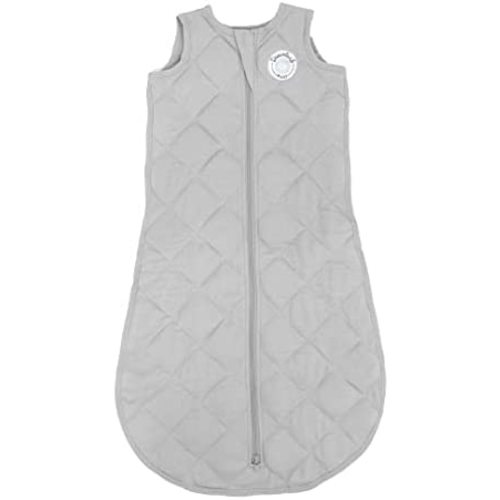 Dreamland Baby Sleep Sack | Gently Weighted Sleep Sacks | 100% Natural Cotton | 2-Way Zipper | Machine Washable and Dryable | Newborn/Infant Swaddle Transition (Grey, SM (0-6 Months))