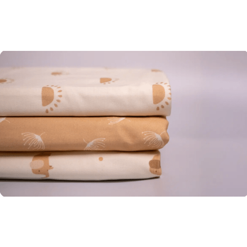 Baby Beige Printed Fitted Sheet Set of 3 | Cradlewise