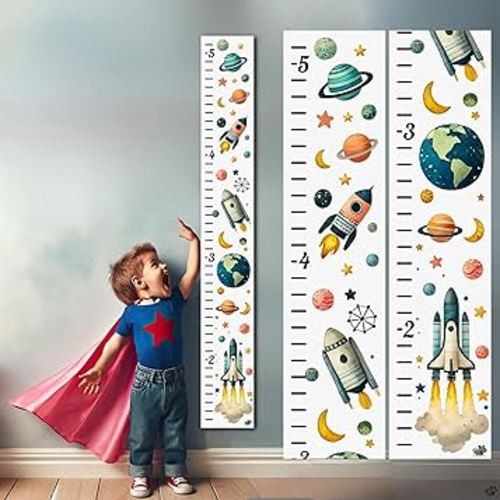 Wooden Height Growth Chart for Kids - Baby Wall Decor for Tracking Boys and Girls' Growth, Perfect Toddler Height Wall Chart for Nursery Room, Ruler for Playroom,Decor (Space Theme)