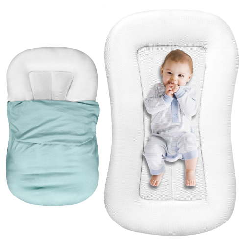 Gofinoday Baby Lounger Pillow for Newborn 0-12 Months, Portable Infant Nest with Removable Cover, Soft & Breathable Lounger for Baby Boys and Girls