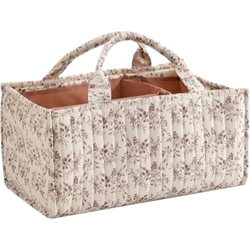 Quilted Floral Car Organizer Basket