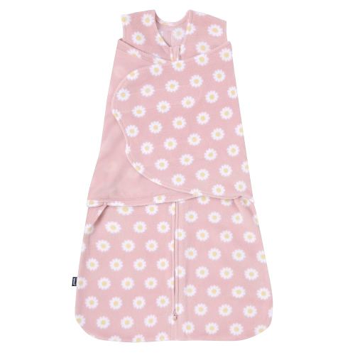 HALO Micro-Fleece Sleepsack Swaddle, 3-Way Adjustable Swaddle Blanket for Newborn and Infants, TOG 3.0 for Cold Climates, Hip Healthy, Daisy, Small, 3-6 Months