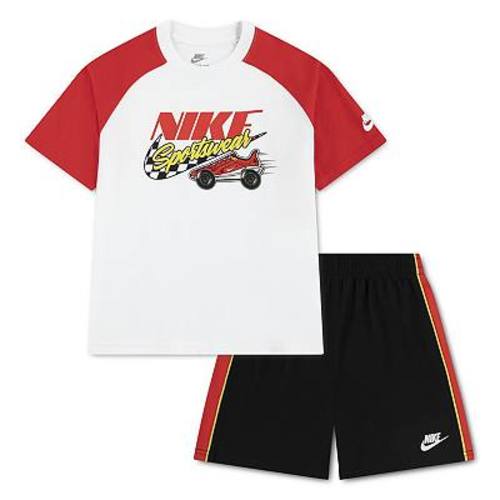 Boys 4-7 Nike Sportswear Car Raglan Short Sleeve T-Shirt & Striped Shorts 2-Piece Set