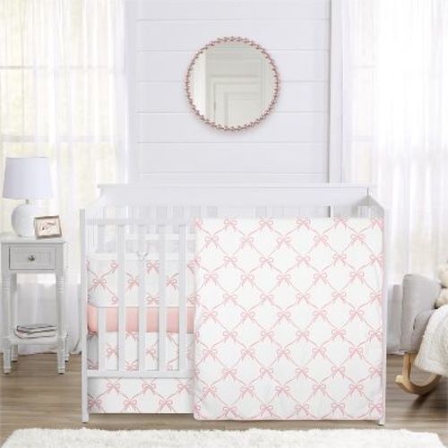 Sweet Jojo Designs Baby Girl Crib Bedding + BreathableBaby Breathable Mesh Liner Ballerina and Ballet Bows Pink and White 5pc