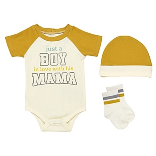 Baby Starters® BWA®  - 3 Months "Just A Boy" Short Sleeve Bodysuit Set in GreyBaby Starters® BWA®