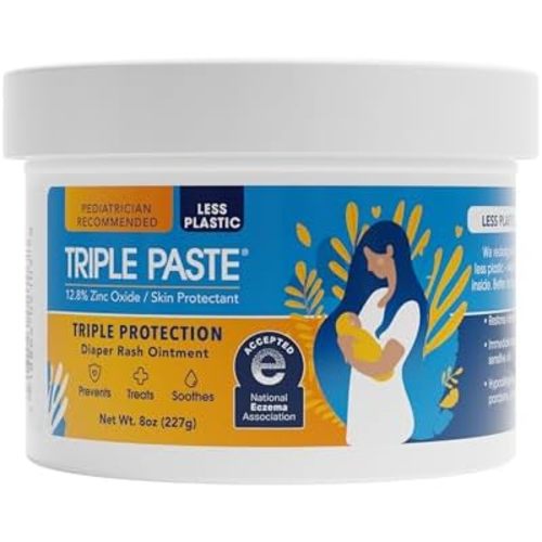 Triple Paste Diaper Rash Cream, Zinc Oxide Baby Ointment, 8 oz