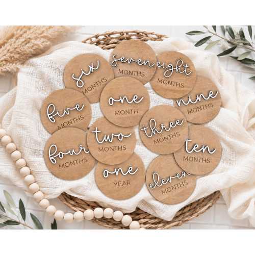 Personalized Wooden Baby Milestone Discs | Monthly Baby Photo Props | Baby Shower Gift | Newborn Milestone Markers