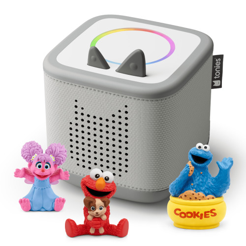 Toniebox 2 Sesame Street Screen-Free tonie Bundle for Kids 3+ with Elmo and Tango, Cookie Monster, Abby Cadabby-Gray