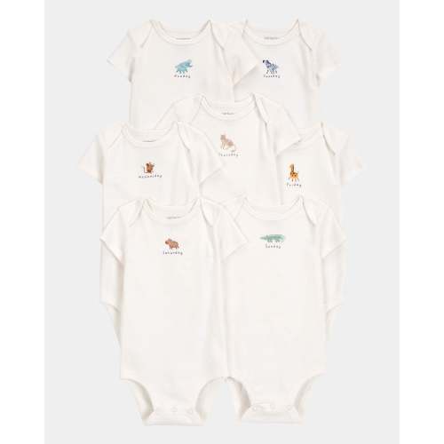 Baby 7-Pack Days Of The Week Short-Sleeve Cotton Bodysuits - Ivory - Carter's | Carter's