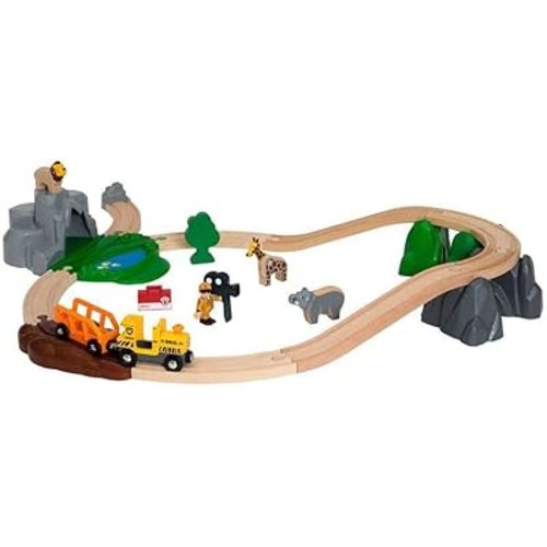 BRIO World 33960 - Safari Adventure Set - 26 Piece FSC-Certified Wooden Toy Train Set for Kids Ages 3 and Up | Imaginative Play | Educational | Compatible Railway Systems