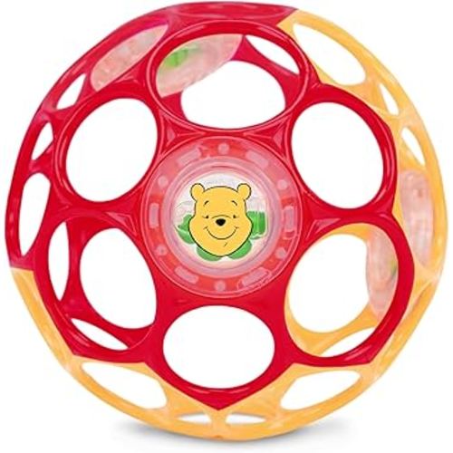 Disney Winnie The Pooh Oball Easy-Grasp Rattle by Bright Starts, Infant Toy in RedYellow, Age Newborn and up, 4 Inches