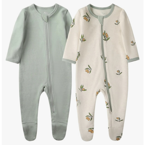 O2 BABY Baby Boys Girls Organic Cotton Zip-Front Sleeper Pajamas, Footed Sleep 'n Play