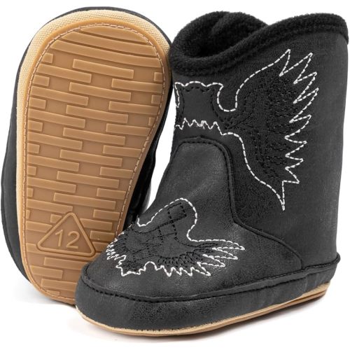 Miamooi Infant Baby Boys Girls Booties Newborn Cozy Fleece Warm Winter Boots Toddler Non-Slip Lace Up First Walking Shoes