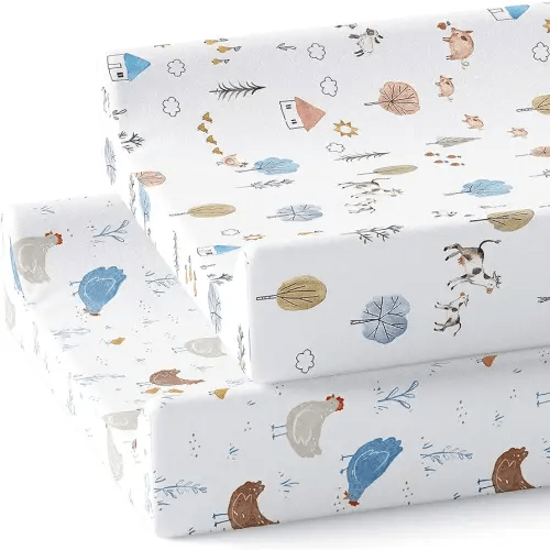 Baby Changing Pad Cover 2-Pack for Boys, Girls (Farm Animals) - Premium Fitted Sheets Baby Diaper Changing Table Cover - Buttery Soft Cotton Blend