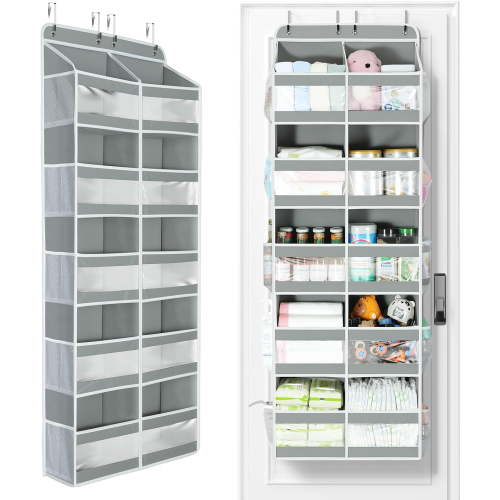 5-Tier Over The Door Organizer Dual-Column, 80lbs Load Extra Large Over the Door Storage of 10 Compartments, Heavy Duty Door Organizer Hanging for Bedroom Closet Nursery Bathroom Pantry