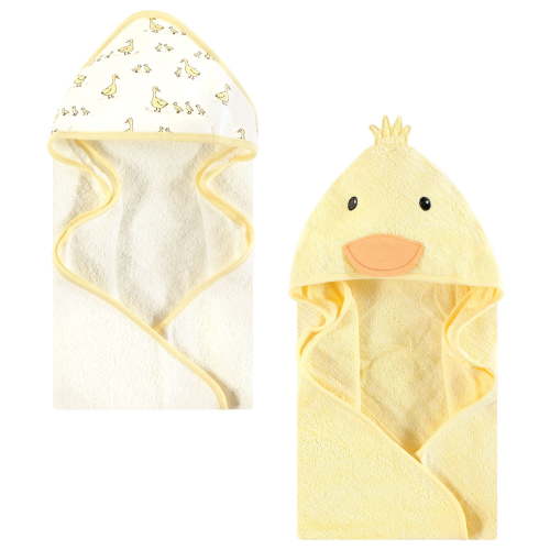 Hudson Baby Cotton Animal Face Hooded Towel, Yellow Duck, One Size
