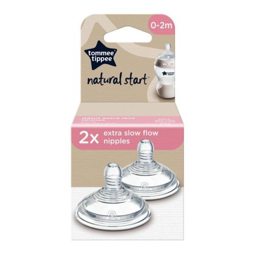 Tommee Tippee Natural Start Baby Bottle Nipples - Extra Slow Flow - 2pk