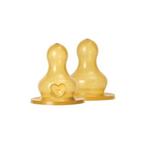 Bibs Baby Bottle Nipples Round Latex - Level 1 - Slow Flow - 2pk