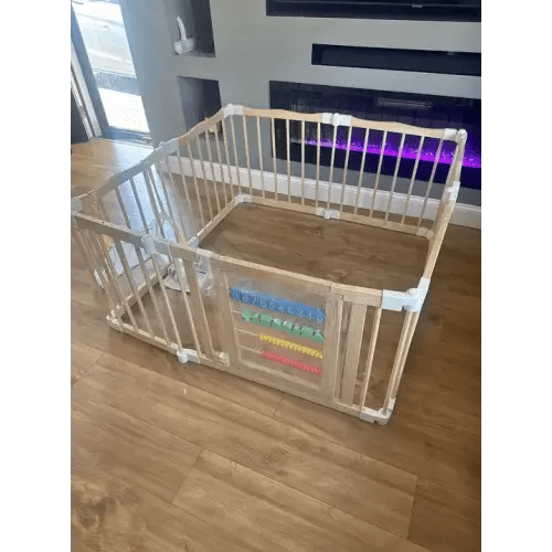 Wooden Baby Playpen with Activity Panel