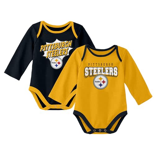 NFL Officially Licensed Newborn Infants 0-18m Sunday Star 2 Pack Snap Closure Cotton Creeper Bodysuit Romper Set