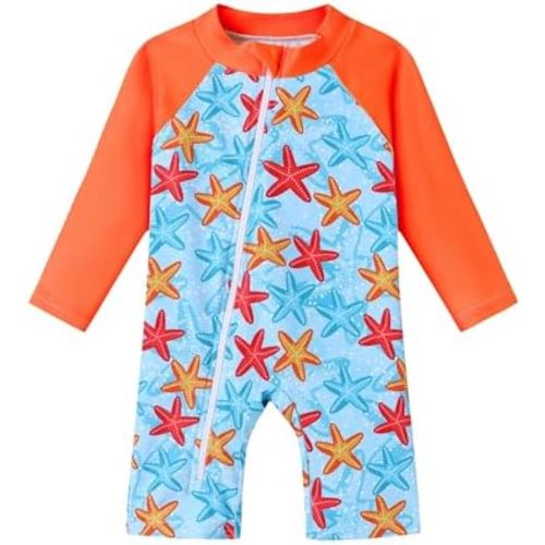 Baby Boy Swimsuit One Piece Long Sleeve Zipper Bathing Suit UPF 50+ Sun Protection Rashguard Swimwear 0-24 Months