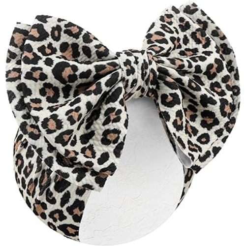 YanJie Bows for Baby Girl Leopard Print Headbands for Girls 7’’ Brown Bow Toddler Hair Accessories Newborn Infant Baby Headband