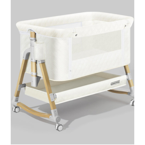 HARPPA Cuddly 3-in-1 Baby Bassinet Bedside Sleeper for Reflux | Attaches to Bed, Adjustable 5 Heights, Non-Toxic & CPSC Certified | Sturdy Aluminum Frame, Portable Wheels, Tool-Free Setup, Gentle Rocking | Perfect for Newborns, Infants, Small Spaces & Saf