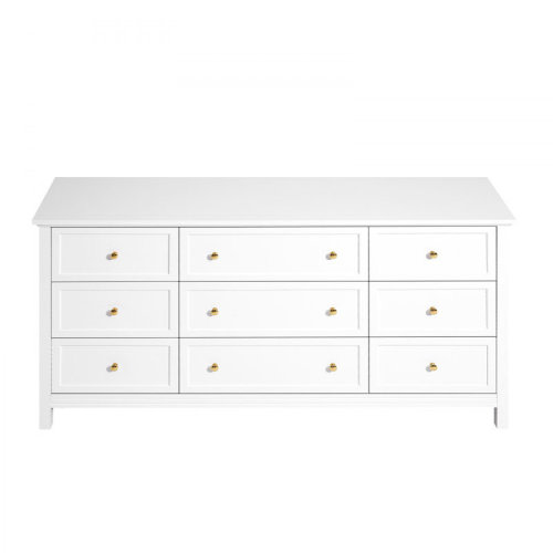Ophelia & Co. 9 Drawer Dresser, Wooden Chest of Drawers with Sliding and Anti-tip Device, Retro Minimalist Dresser Chest, Closet Storage TV Stand Organizer for Living Room, Hallway, Bedroom, Entryway, White | Wayfair