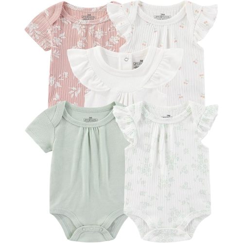 Baby Bodysuits Ribbed Mix Summer Newborn Boy Girl Clothes 5-pack