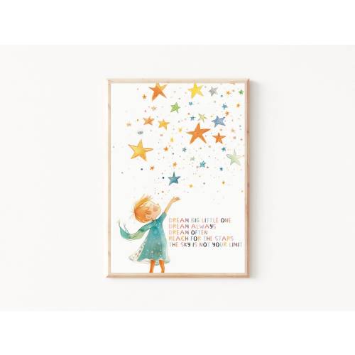 Dream Big Wall Print, Motivational Quotes for Kids Art Print, Kid Dreamer Art, Dream Big Print, Kids Room Art, Playroom Art,Nursery Wall Art