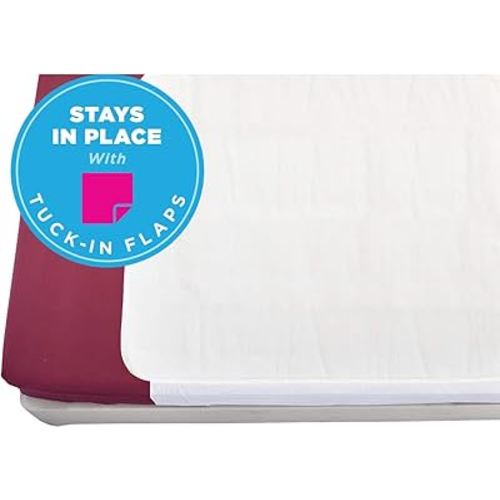 NOVA Waterproof Reusable Mattress Overlay with 100% Cotton Skin Soft Top Layer, Washable Incontinence Bed & Sheet Underpad Protector with Tuck-in Mattress Flaps, Super Absorbent, 32” x 36”