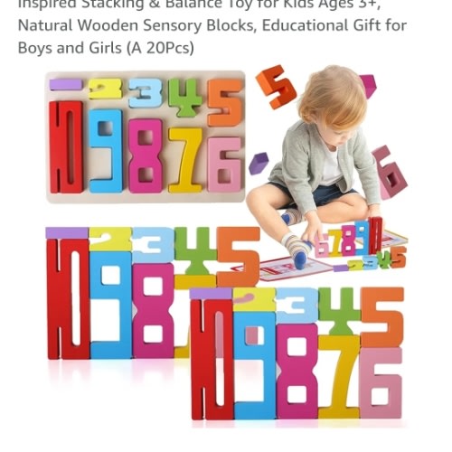 Amazon.com: NARLANA Wooden Number Building Blocks 1-10, Montessori-Inspired Stacking & Balance Toy for Kids Ages 3+, Natural Wooden Sensory Blocks, Educational Gift for Boys and Girls (A 20Pcs) : Toys & Games