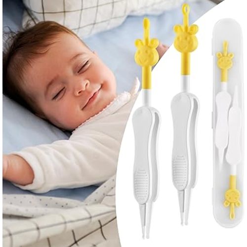 3 in 1 Baby Nose and Ear Gadget Safe Baby Nose Picker Nose Cleaner for Baby Infants and Toddlers Dual Earwax and Snot Removal Baby Must Have Items (Yellow)