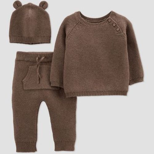 Carter's Just One You®️ Baby 3pc Sweater Top & Bottom Set - Brown, Size: 6M