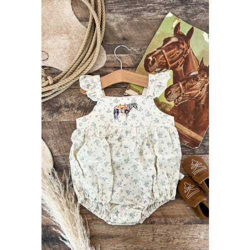 Three is a Charm Horse Blue Floral Romper – theFRINGEDpineapple
