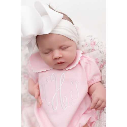 Monogrammed bubble, girls summer bubble, personalized, baby clothing, baby shower gift, ruffle collar, sk creations,shortsleeve