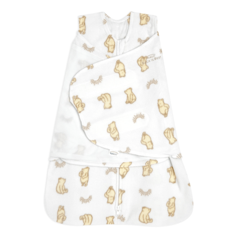 HALO Micro-Fleece SleepSack Swaddle, TOG 3.0, Newborn, 0-3 months, Sunshine Winnie