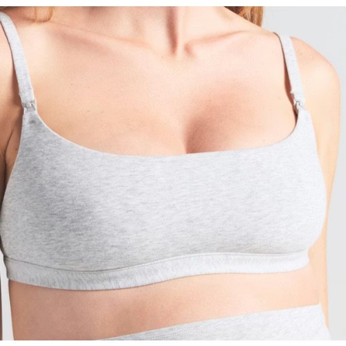 COTTON JERSEY MATERNITY NURSING SCOOP BRALETTE | LIGHT HEATHER GREY