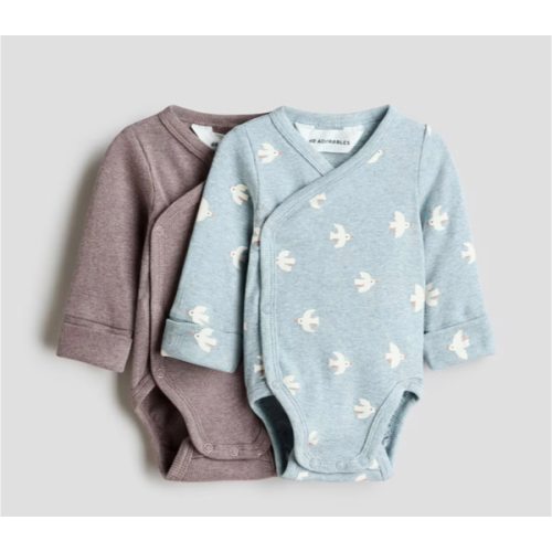 Turquoise/birds 2-pack Room-to-Grow Bodysuits for kids | H&M US