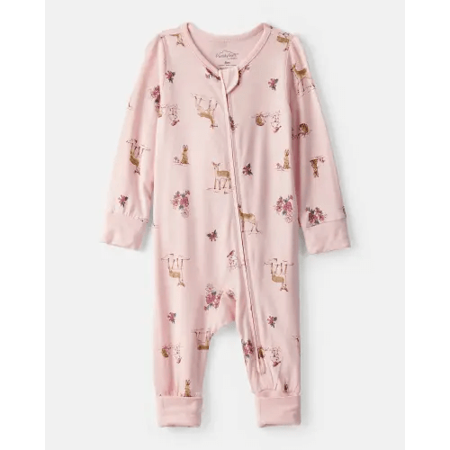 Baby Girl Deer & Floral Print PurelySoft Sleep & Play Pajamas - Pink | Carter's