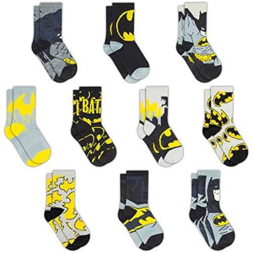 DC Comics Boys Socks - 10-Pack Toddler Socks with Batman, Superman, Wonder Woman & Flash