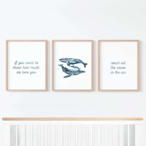 Nautical Nursery Wall Art 3 Print Set Whales Count All the - Etsy