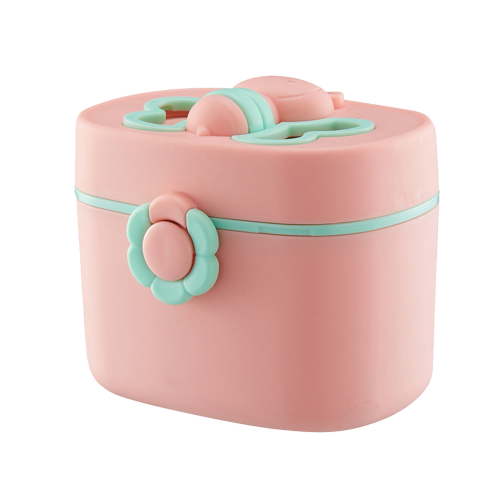 Portable Milk Powder Dispenser for Travel - Formula To Go Storage Container with Stackable Pots | On-the-Go Baby Formula Organizer - Pink