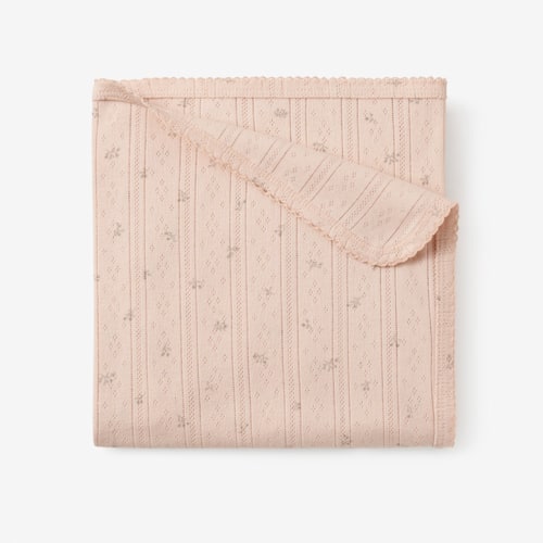 Blush Floral Organic Cotton Pointelle Baby Blanket – Elegant Baby