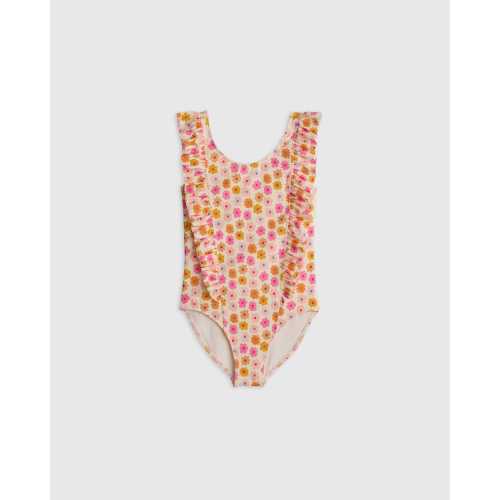 Ruffle One Piece Swimsuit - Kid in Multi Daisy