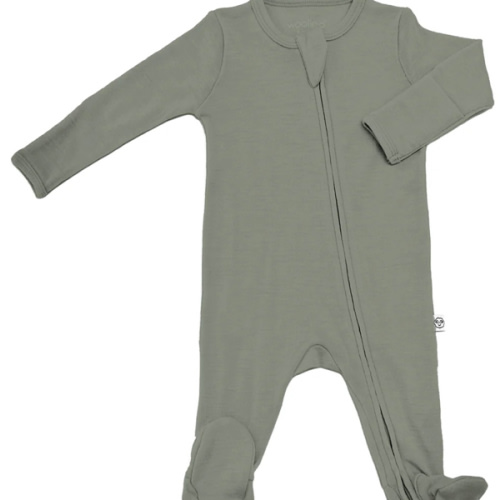 Footie Pajamas, Merino Wool, Sage