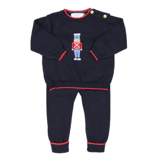 Boys Christmas Navy Knit Set with Soldier design I Feltman Brothers
