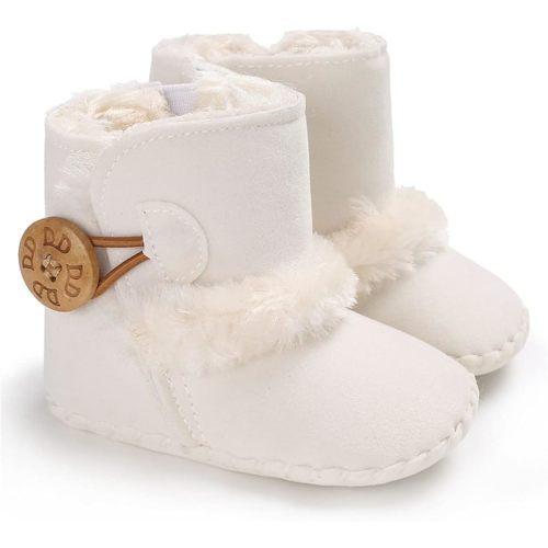 HsdsBebe Baby Boys Girls Snow Boots Premium Button Non Slip Soft Sole Toddler First Walker Winter Warm Crib Shoes