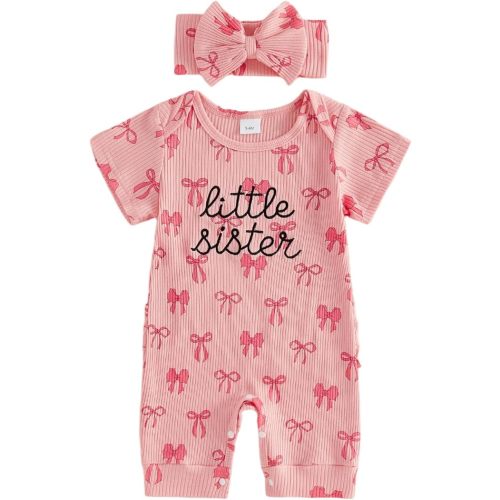 Newborn Baby Girl Summer Clothes Little Sister Onesie Outfit Short Sleeve Romper Jumpsuit Infant Clothes