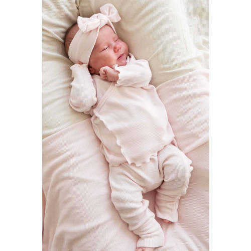 2pc Waffle Crossover Top & Bottom | Pearl Pink